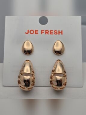Joe Fresh Earring Set Teardrop & Studs Matching Set 1" Drop 0.5" Studs New